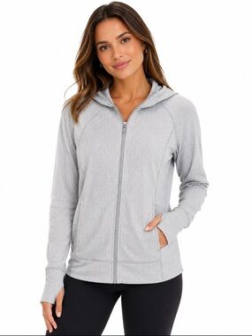Mondetta Light Gray Chevron Zip-Up Utility Jacket
